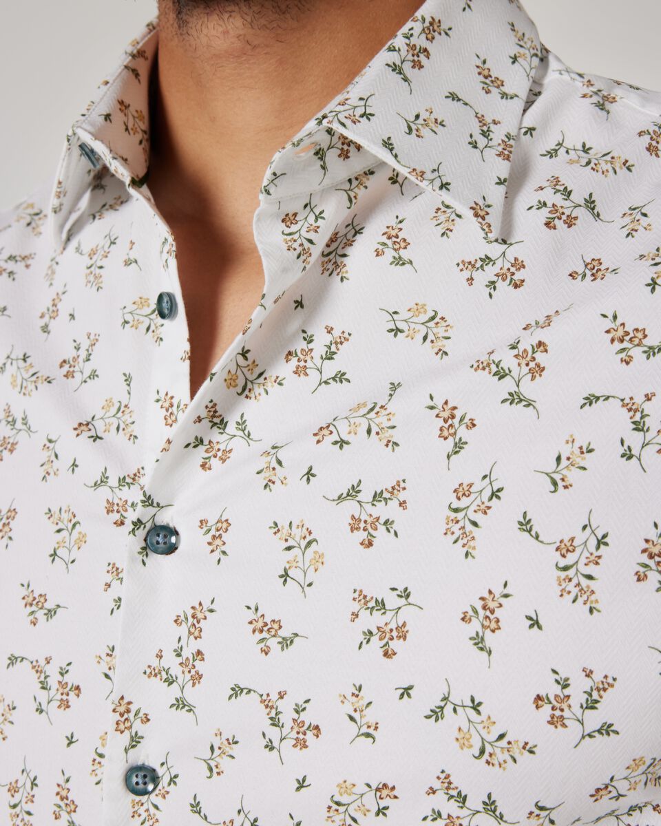 Long Sleeve Floral Print Dress Shirt 